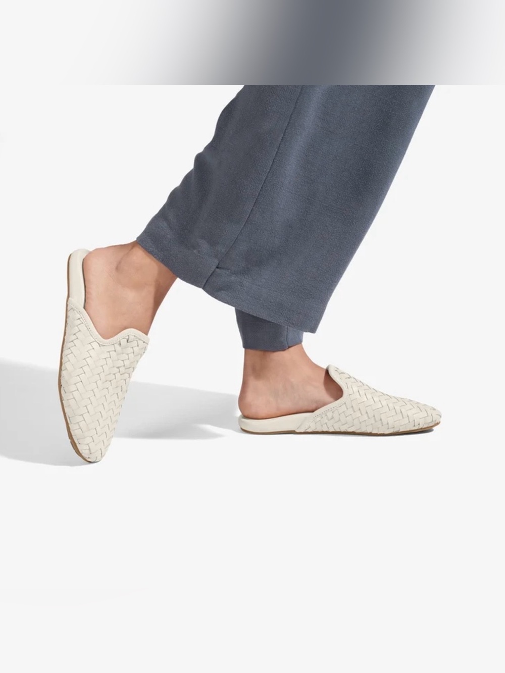 Olukai Mi’L Comfortable Bohemian Leather Mules Ivory Classic Women’s Size US W9